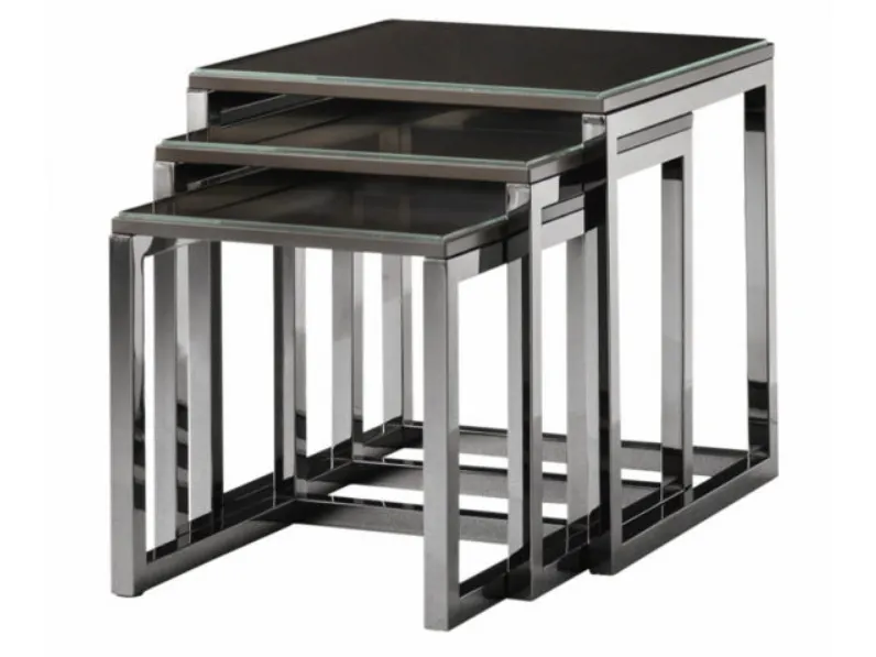 Tavolino in vetro e ottone Mondrian di Daytona Home