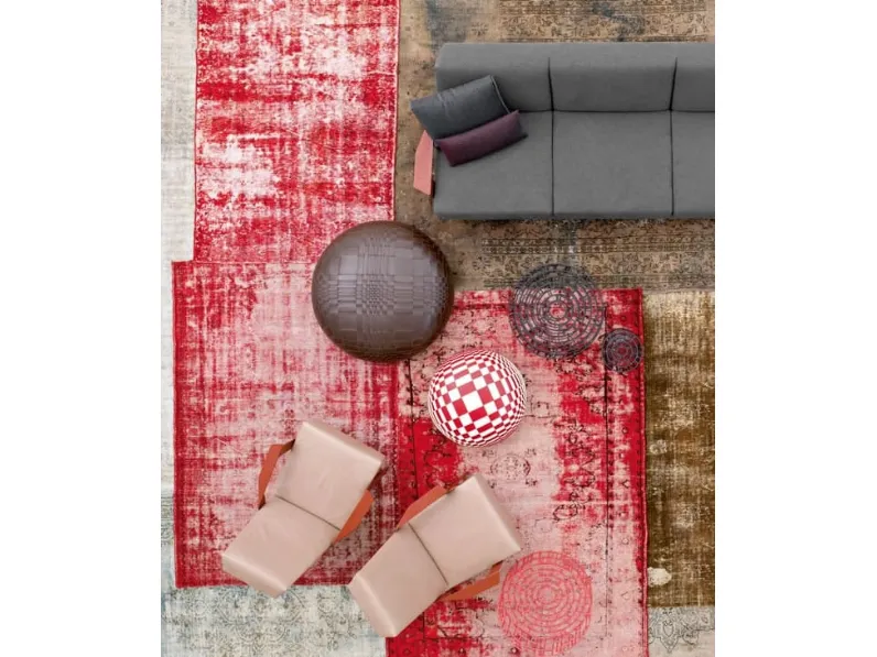 Pouf rotondo in pelle intrecciata in tinta unita Dew di Moroso