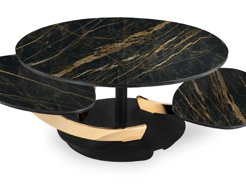 Tavolino ovale in ceramica con pianetti sottostanti Petres di Naos