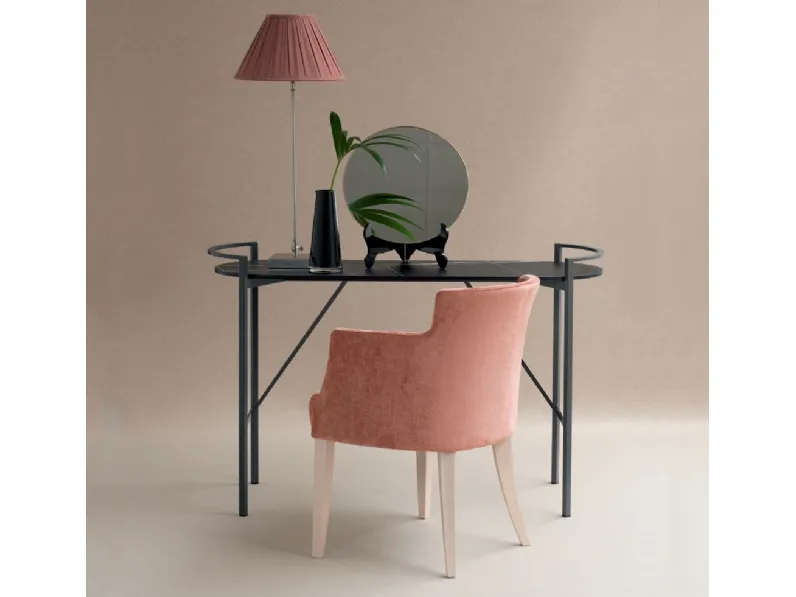 Scrittoio con top in HPL effetto marmo e base in metallo di Nefi Italia 