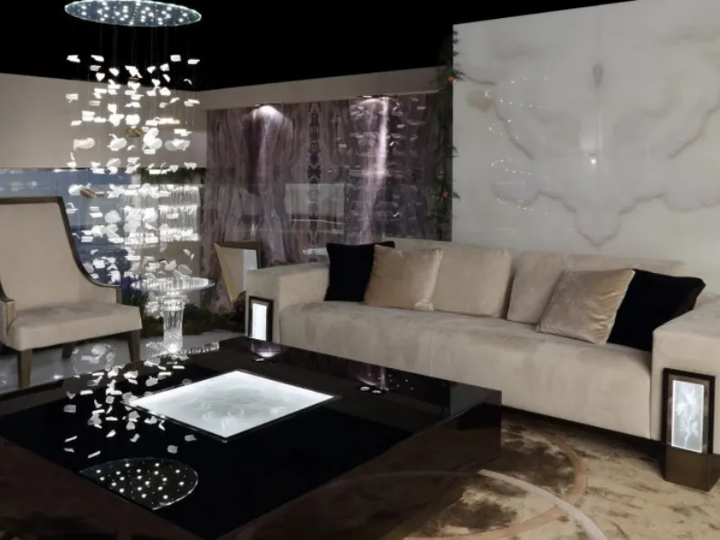 Tavolino in ebano lucido con formella centrale in vetro inciso Palazzo Ducale 40 di Reflex