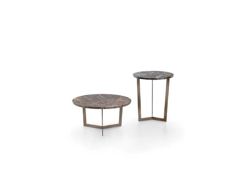 Tavolino rotondo con top in marmo e struttura in metallo verniciato Paris di Pacini e Cappellini