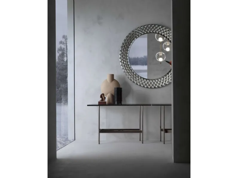 Specchio tondo Pasha con cornice in vetro fuso retroargentato di Fiam