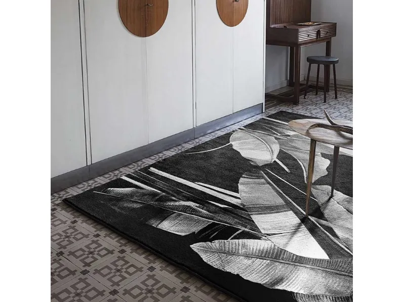 Tappeto con foglie in toni di grigio Personalizzato 02 di Cigierre