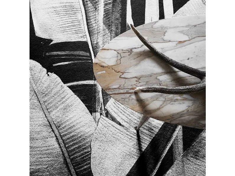 Tappeto con grandi foglie in toni di grigio Personalizzato 02 di Cigierre