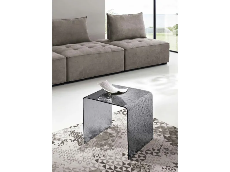 Tavolino Plinio in vetro curvato e martellato di Capodarte