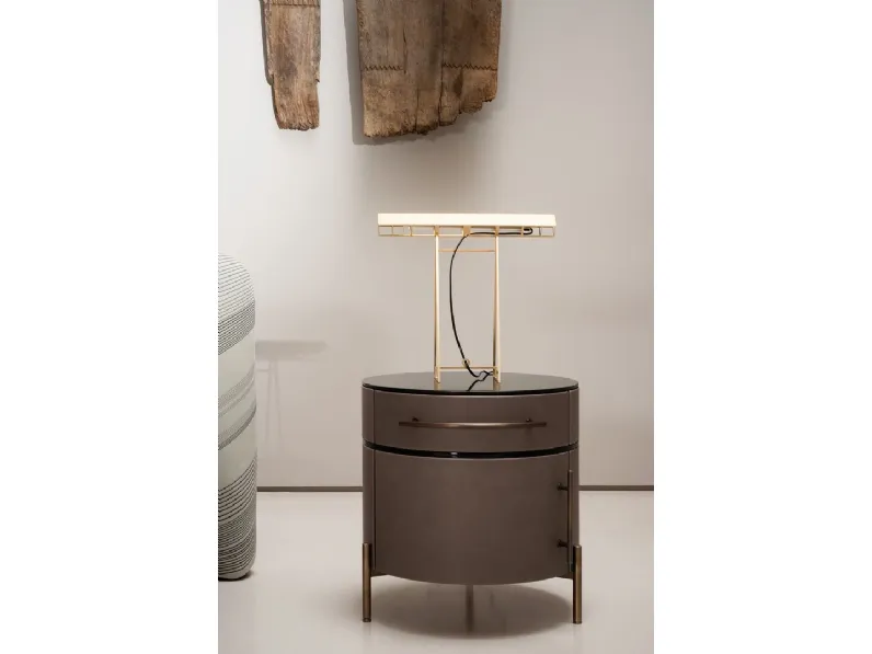 Tavolino Plissé in pelle con top in vetro di Baxter