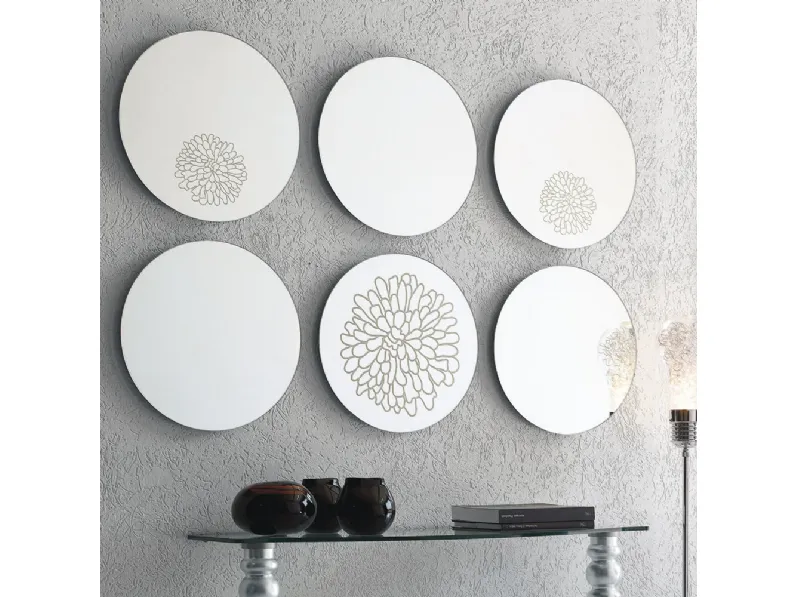 Specchio rotondo con serigrafia Frill di Ponti Terenghi