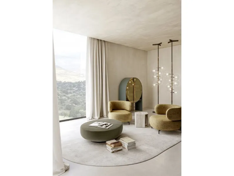 Pouf tondo Audrey in tessuto di Gallotti&Radice