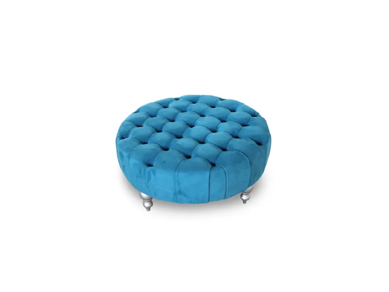 Pouf B226 in velluto trapuntato con piedi in legno di Bruma