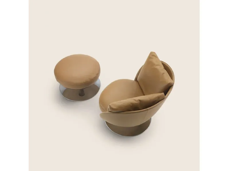 Pouf in pelle Eri di Flexform