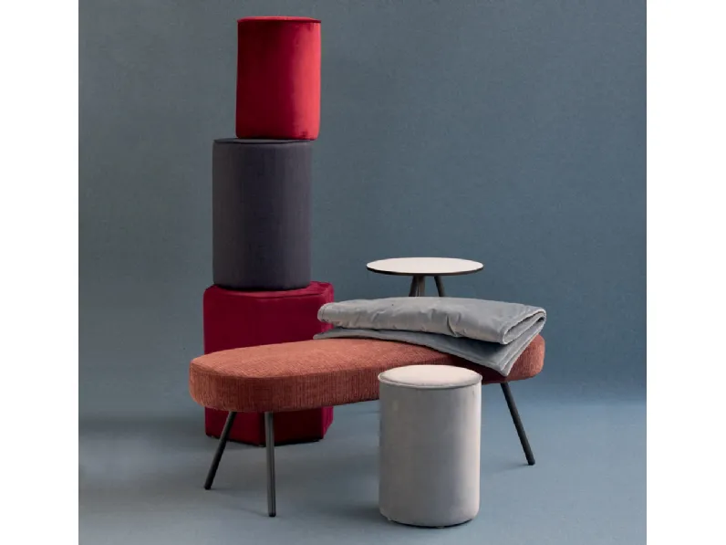 Pouf Esagono e Cilindro in tessuto di Nefi Italia 