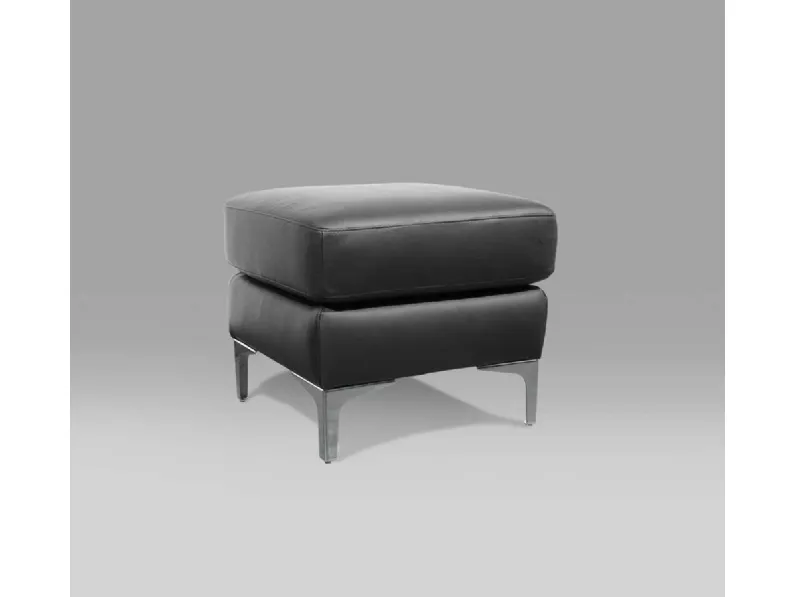 Pouf Lazy imbottito e rivestito in pelle con piedini in metallo di Tancredi salotti