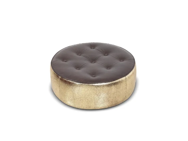 Pouf tondo Maxi in pelle e tessuto di Sofangel