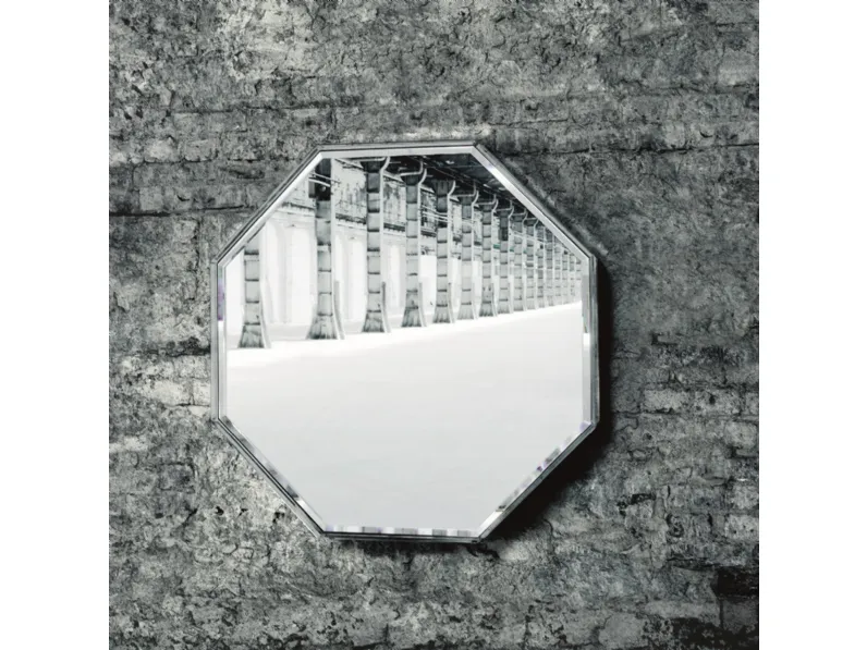 Specchio Prism ottagonale con cornice in cristallo di Glas Italia