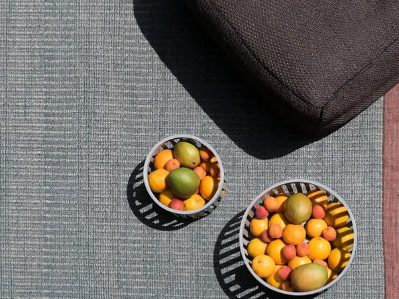 Tappeto tessuto a mano in fibra sintetica resistente ai raggi UV e intemperie Quartett di Warli