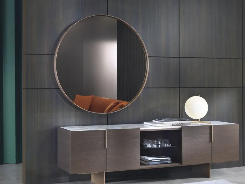 Specchio Reflex rotondo con profilo in metallo di Marelli