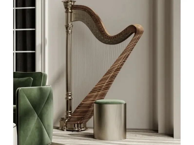 Pouf in metallo con seduta in tessuto imbottito Tau 40 Steel di Reflex