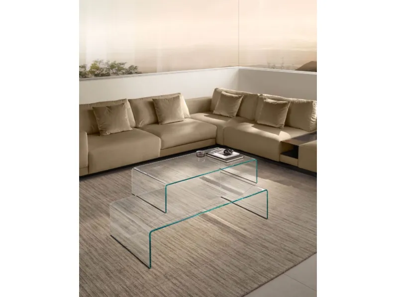 Tavolino Rialto in vetro curvato di Fiam