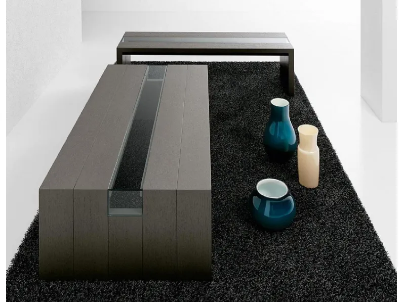 Tavolino Ritz 2872 in legno con inserto in cristallo di Bross Italia