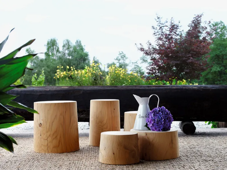 Tavolini Legno Vivo in legno massello di cedro profumato disponibili in differenti diametri e altezze di Riva1920