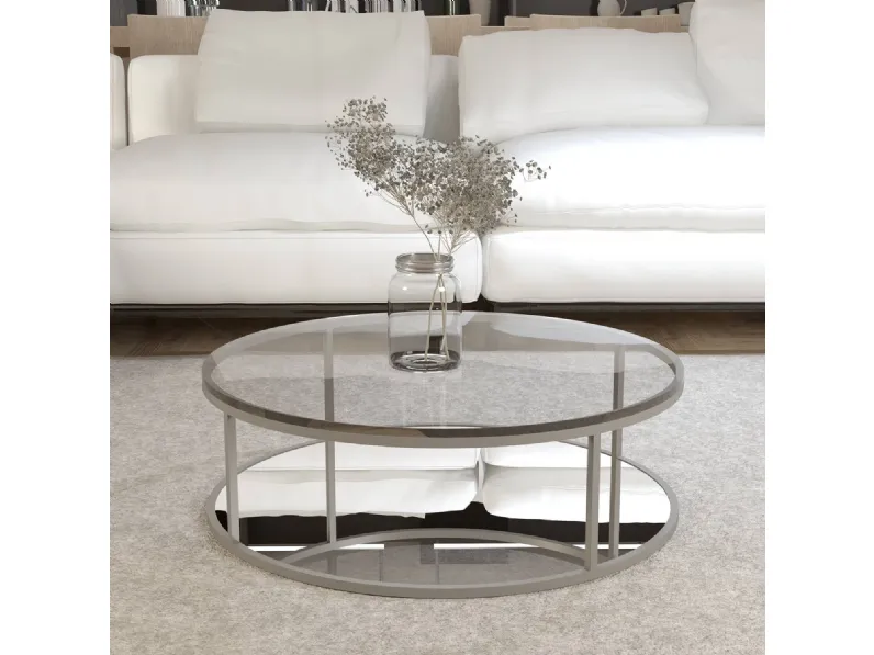 Tavolino in cristallo acrilico e metallo Seaside tondo basso di Vesta