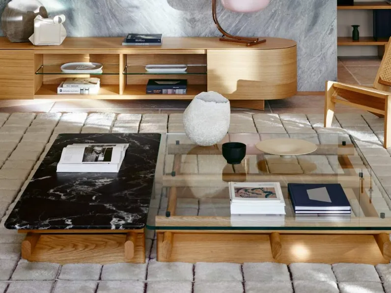 Tavolino Sengu Coffee Table in vetro o marmo di Cassina