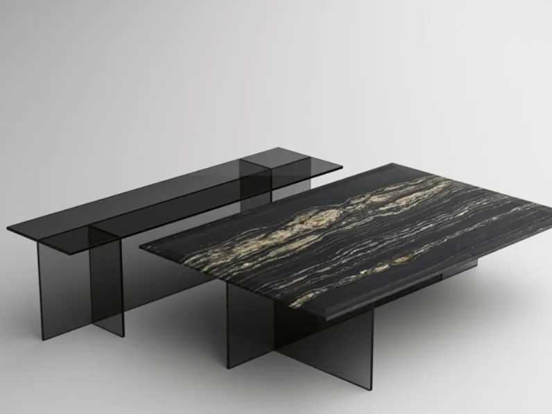 Tavolino in marmo con base in vetro Sestante_Stone di Tonelli