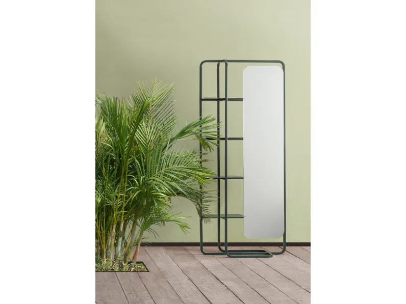 Specchio con struttura a ripiani in acciaio Shape di Ambiance Italia