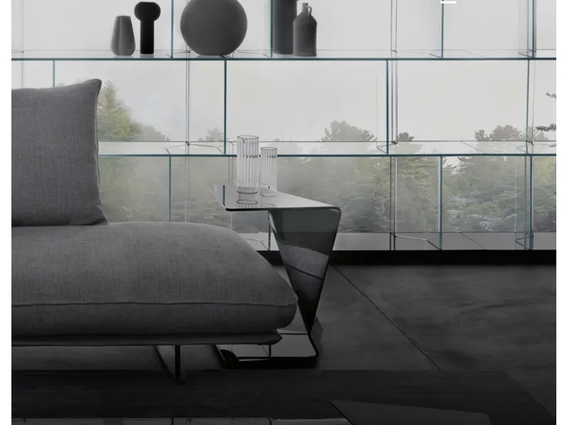 Tavolino Sigmy in vetro curvato Nero di Fiam