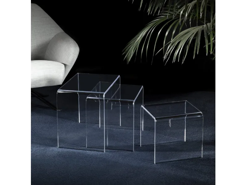 Tavolino Simply Tris in cristallo acrilico di Vesta