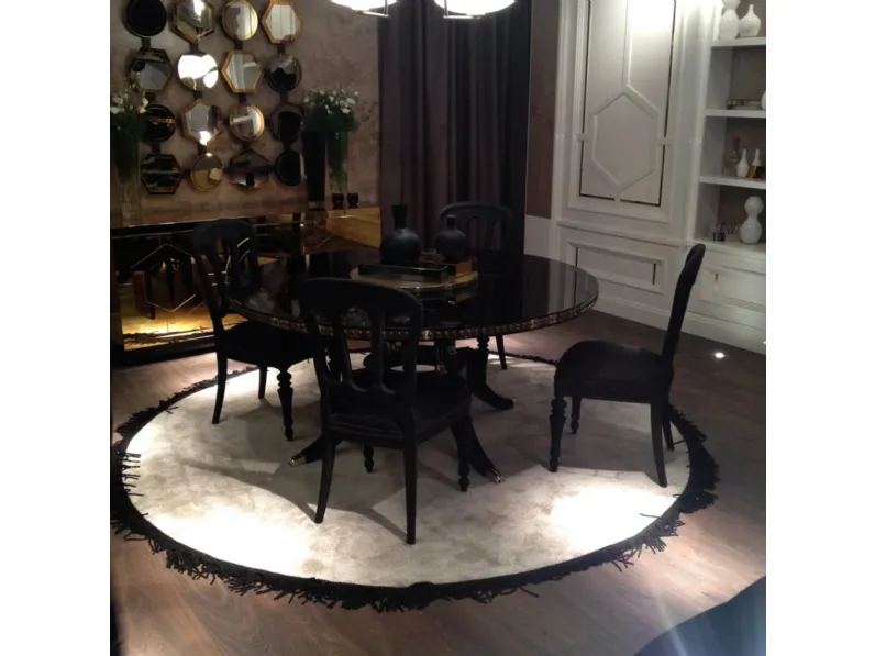 Tappeto rotondo chiaro con frange in contrasto Sofia di Cigierre