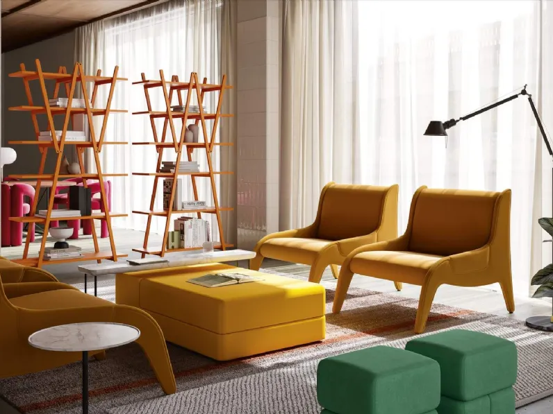 Pouf Soft Corners in tessuto con struttura in legno multistrato di Cassina