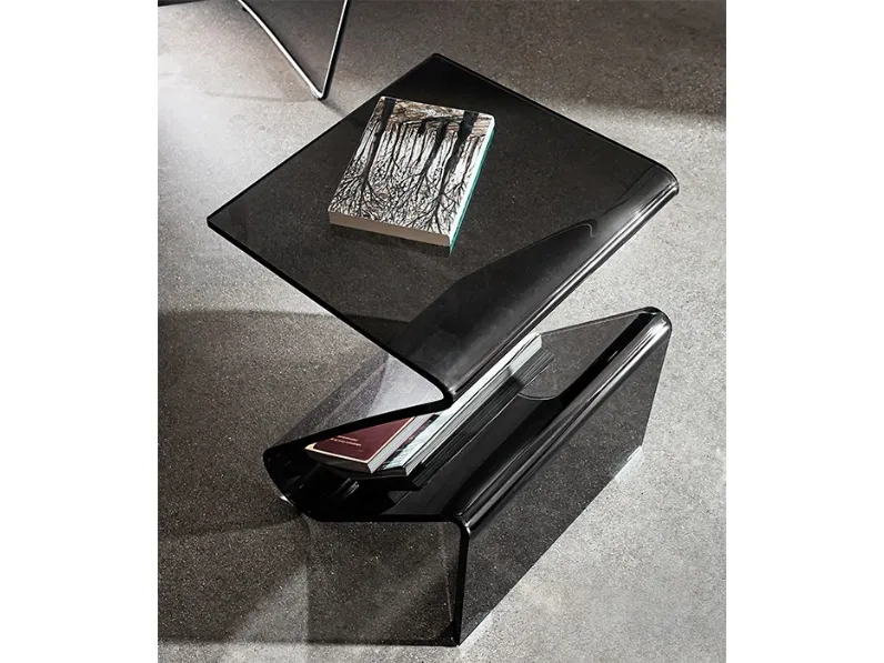 Portariviste in vetro curvato fumé Zeta di Sovet