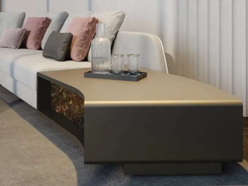 Tavolino contenitore modulare in legno finitura bronzo Space 40 di Reflex