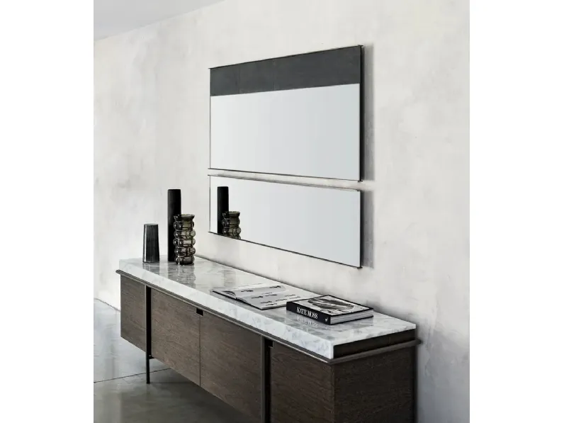 Specchio Dorian con inserto in pelle di Arketipo