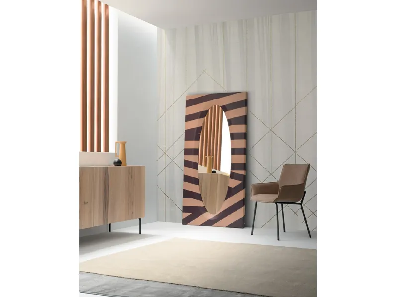 Specchio con cornice rivestita in pelle stampata decorata personalizzabile Specchiera di Icon's