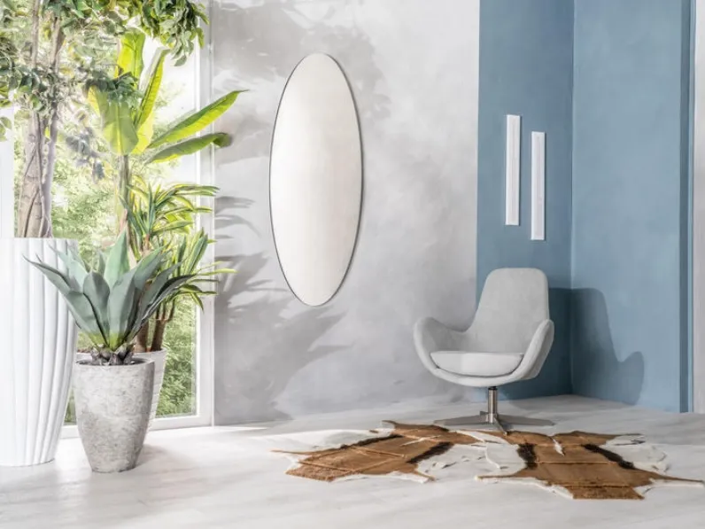 Specchio Cassandra con cornice in MDF color argento di Stones