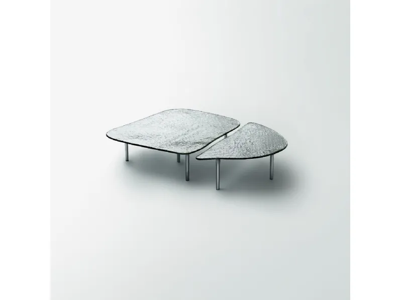 Tavolini dalla forma irregolare Specchio di Venere in cristallo colato argentato di Glas Italia