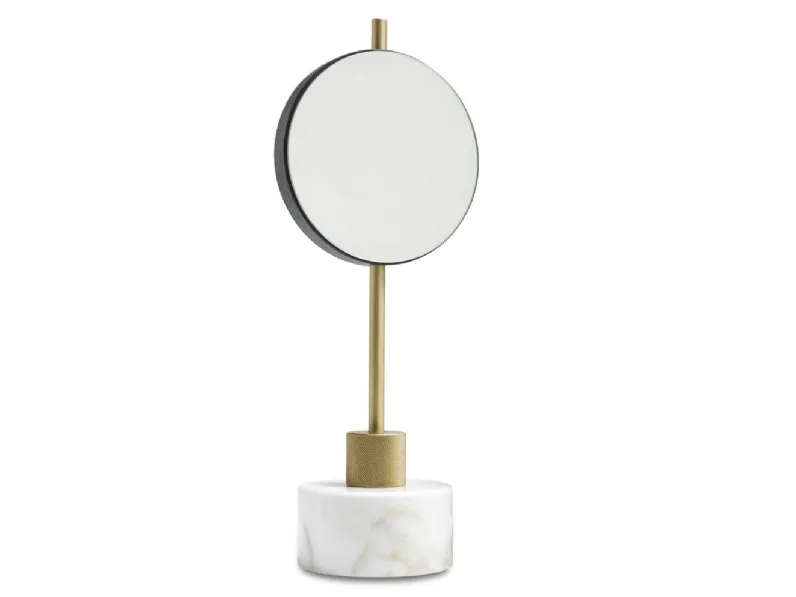 Specchio Holly con telaio in acciaio finitura ottone e basamento in marmo di Daytona Home