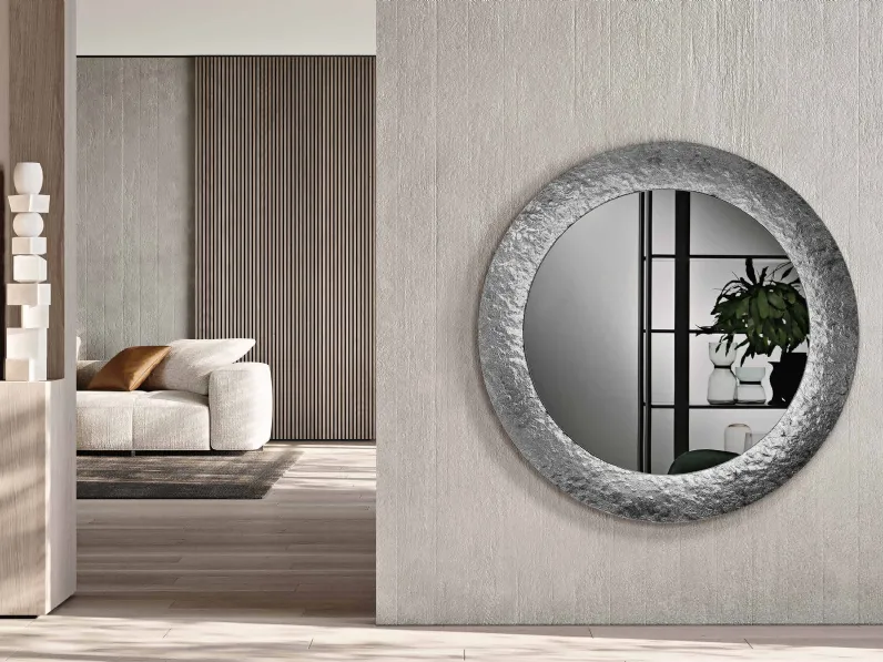 Specchio Nidra con cornice in vetro martellato di Capodarte