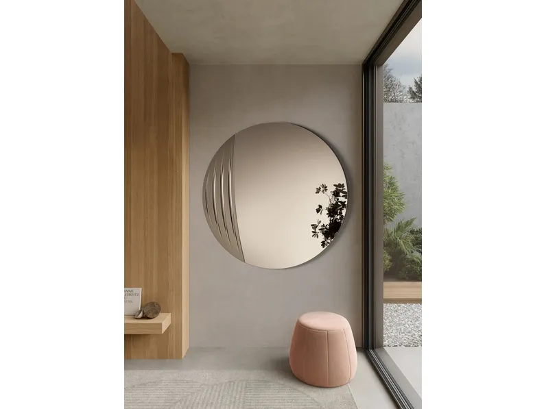 Specchio circolare con inserto retroargentato Spoon di Ikone Casa