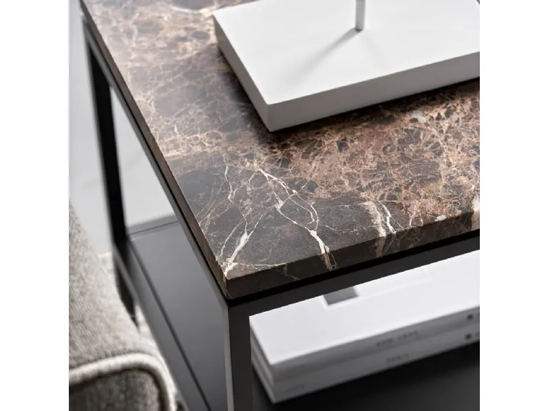 Tavolino quadrato con top in marmo e struttura in acciaio Square ST di Tosconova