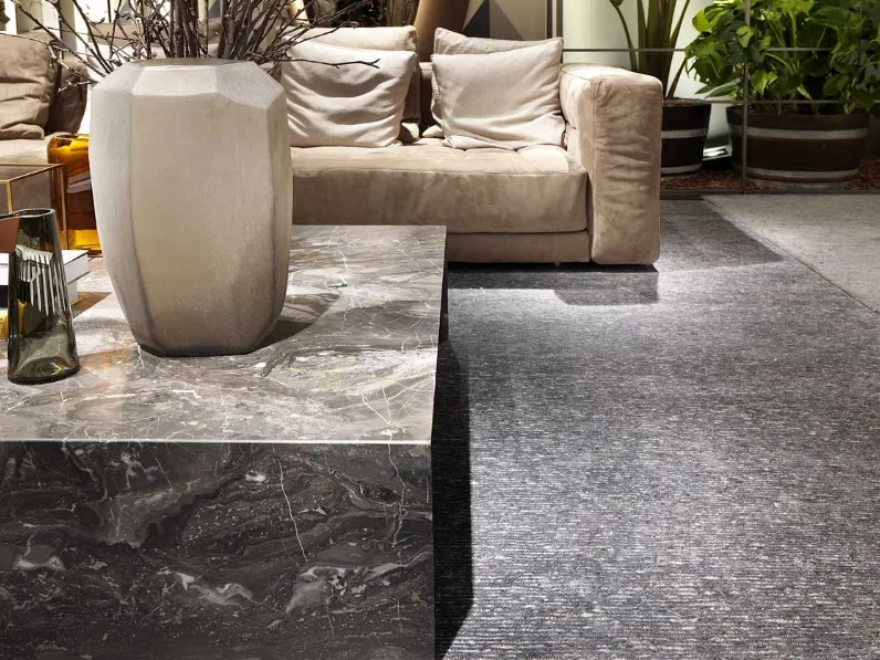 Tappeto Steel Argento Cielo in Bamboo e Lana di Carpet Edition