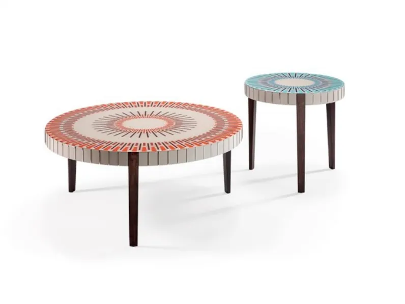 Tavolino Sun 40 in legno laccato con vetro stampato di Reflex