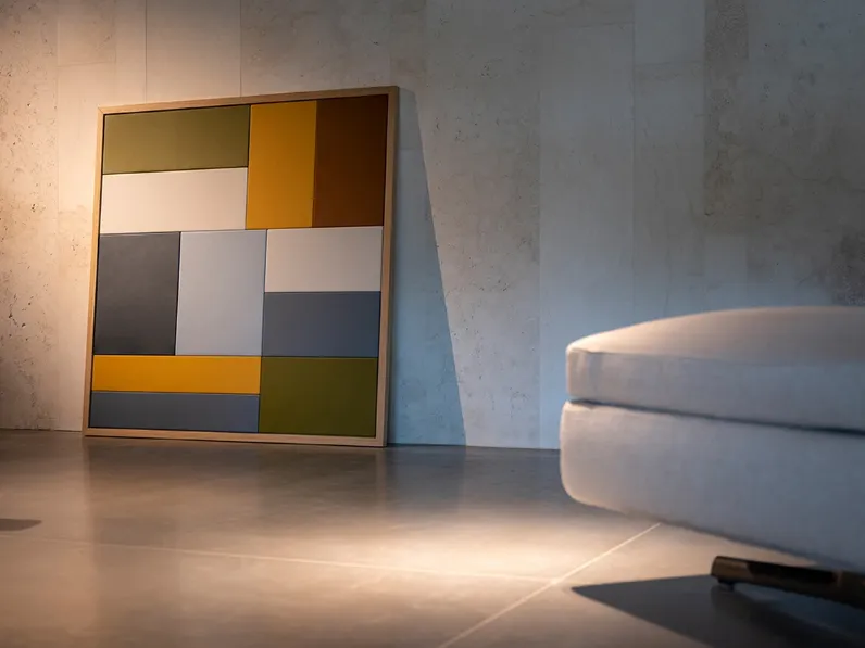 Quadro decorativo geometrico in pelle con cornice in legno Tableau di Poltrona Frau