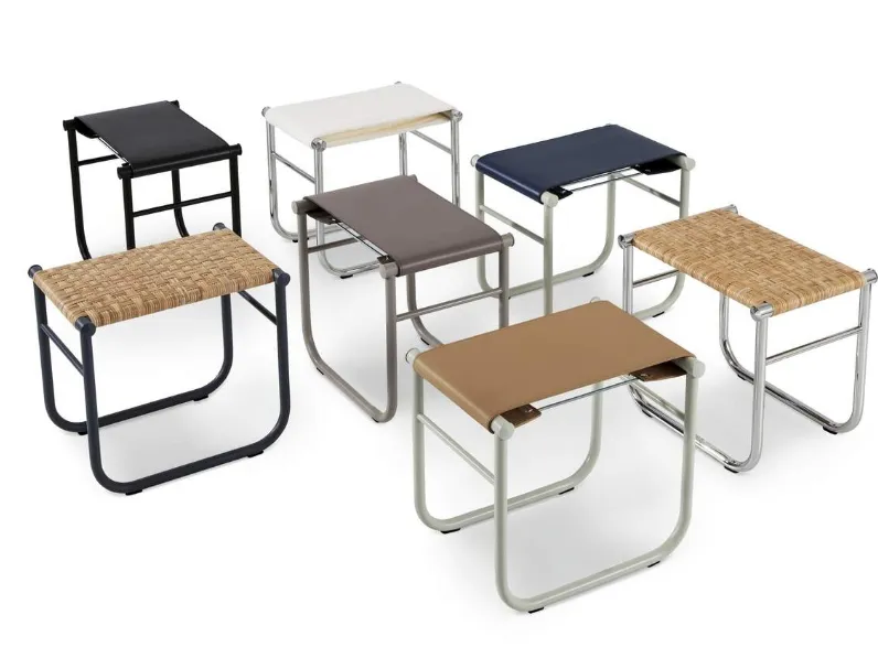Tavolino Tabouret in cuoio, canna o tessuto di Cassina