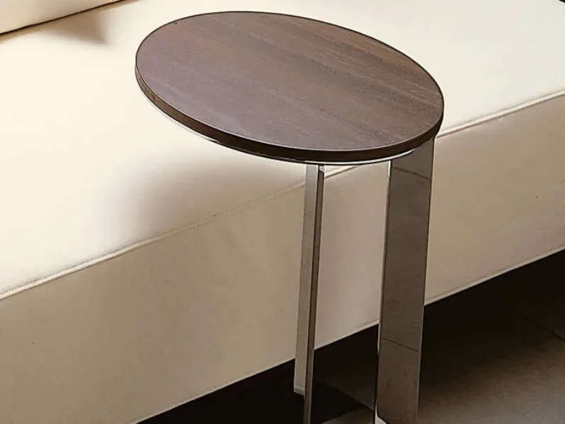 Tavolino 017 in legno e acciaio con forma ovale di Vibieffe