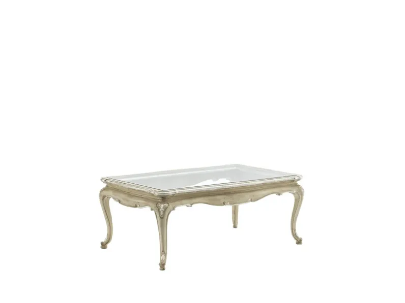 Tavolino 3581 in vetro e legno colore terra di Siena e argento di Silvano Grifoni