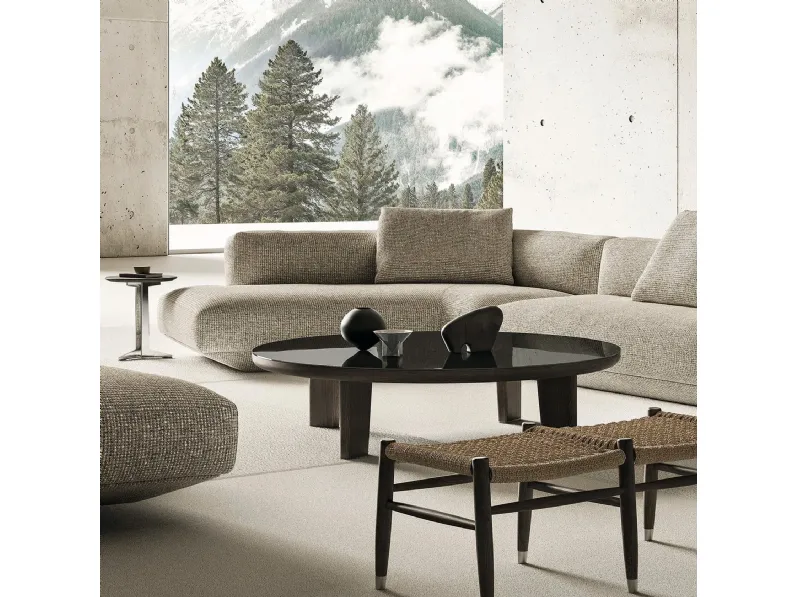 Tavolino Arnold in vetro e legno di Flexform
